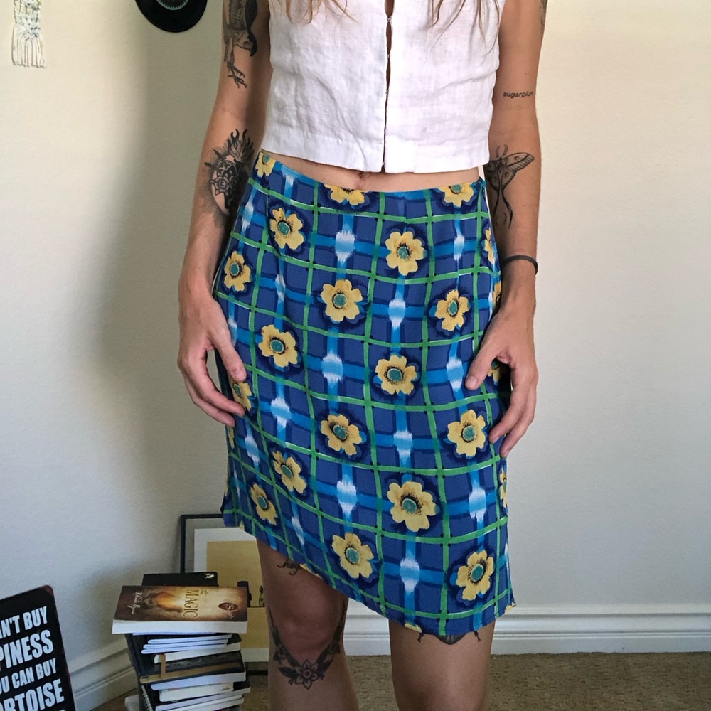Harold's Blue and Yellow Floral Pencil Skirt